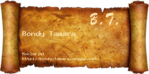 Bondy Tamara névjegykártya